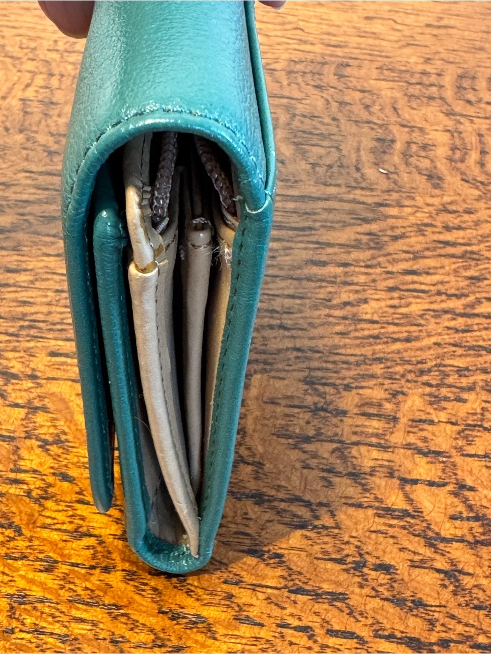 Coach Ashley Teal Green Pleated Leather Compact Wallet - Picture 4 of 12